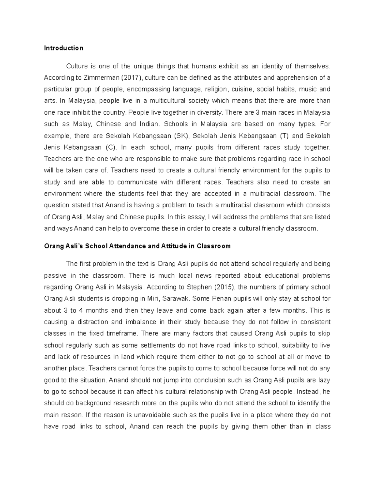 Academic Writing Culture - Introduction Culture is one of the unique ...