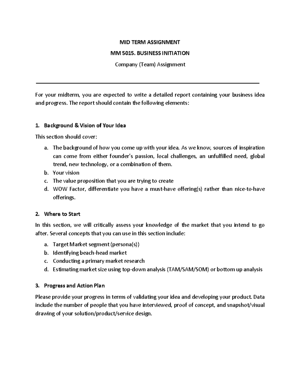 Company Report (Team) Assignment - MID TERM ASSIGNMENT MM 5015 ...