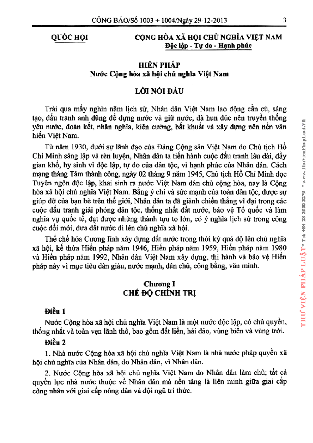 Hien phap nuoc Cong hoa xa hoi chu nghia Viet Nam 2013 - CÔNG 1003 3 ...