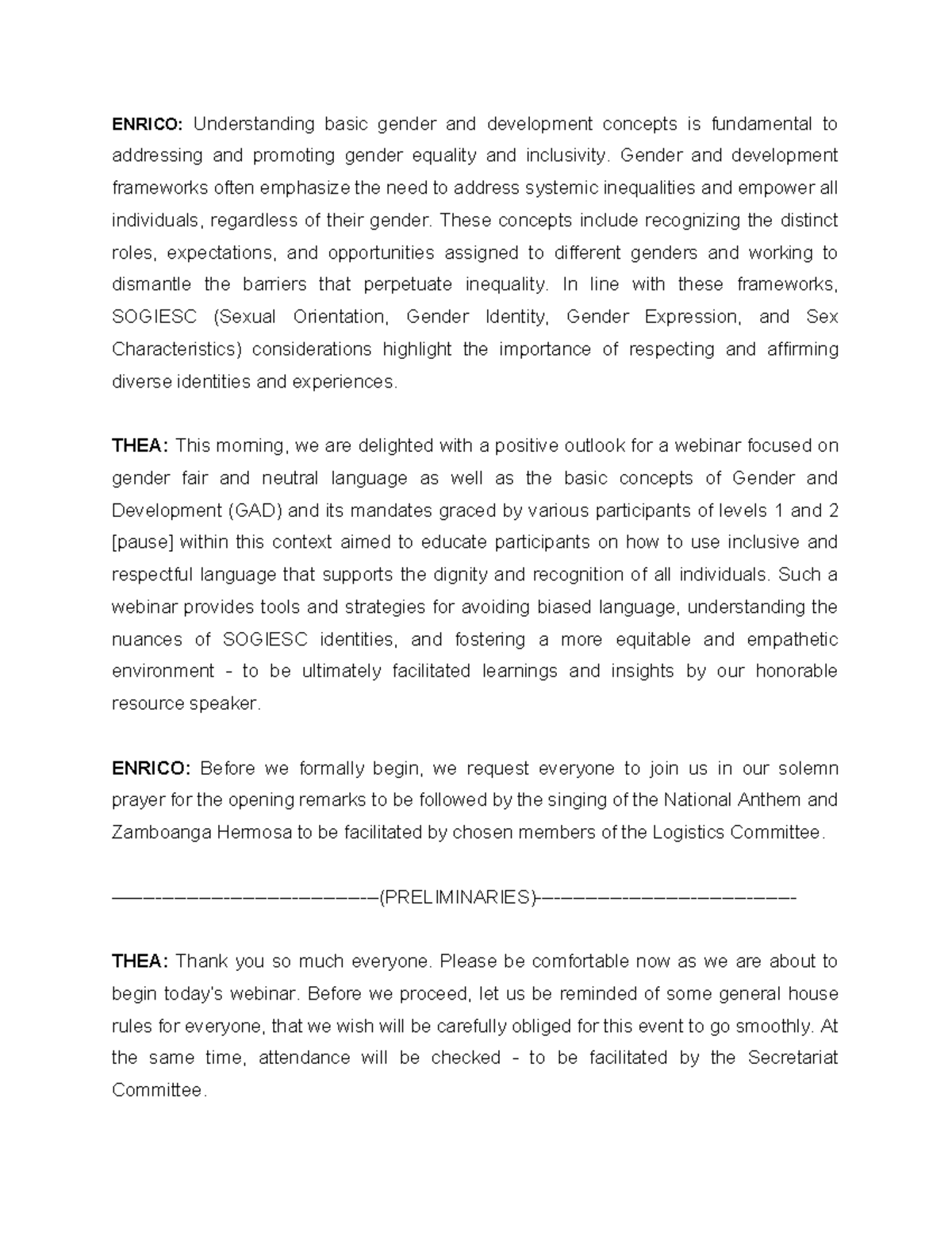 Script - ENRICO: Understanding basic gender and development concepts is ...