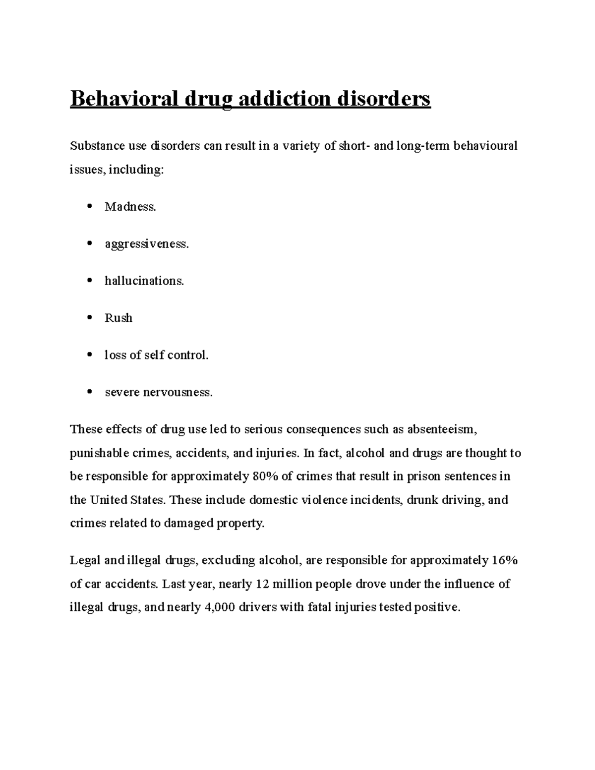 Behavioral Drug Addiction Disorders - Behavioral Drug Addiction ...