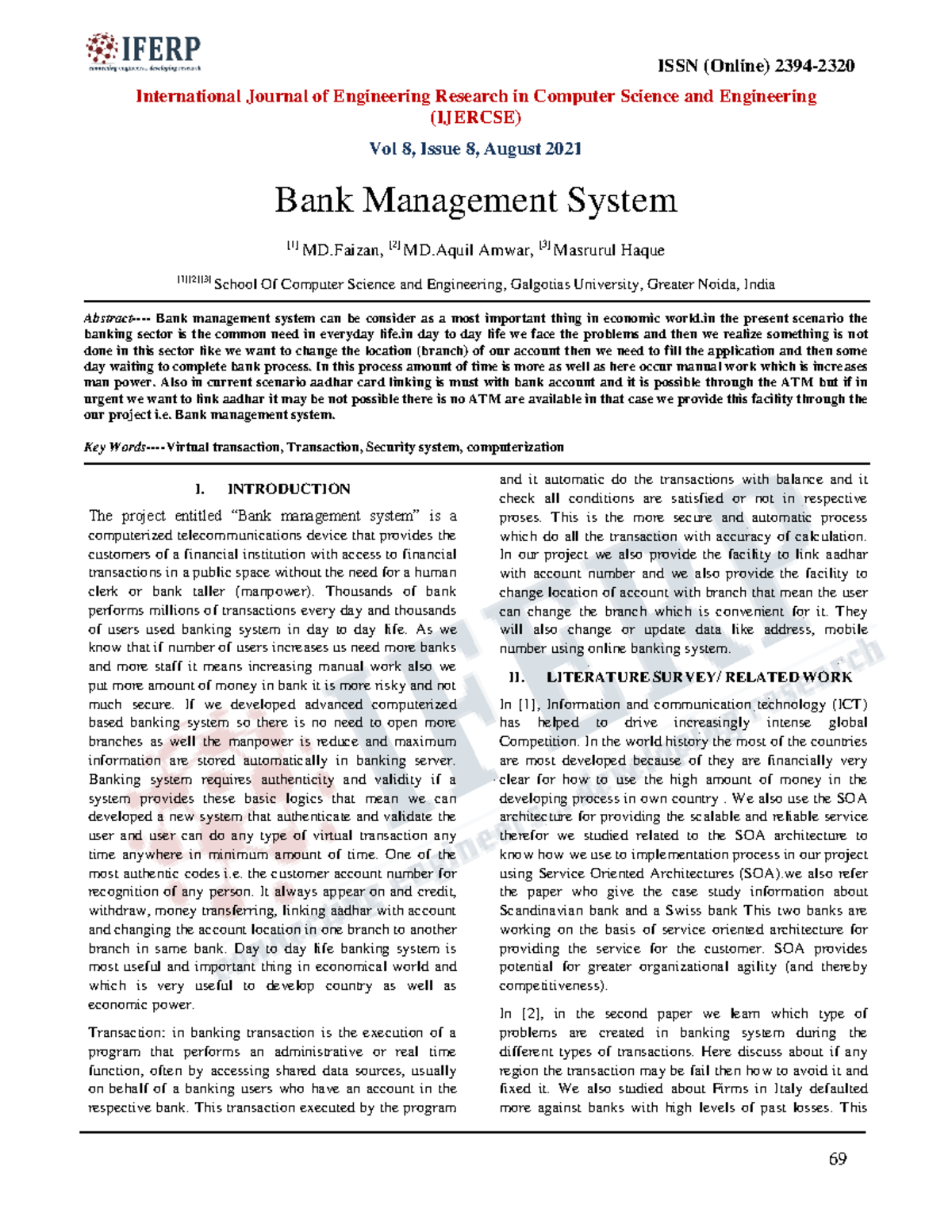 bank management system - In this process amount of time is more as well ...