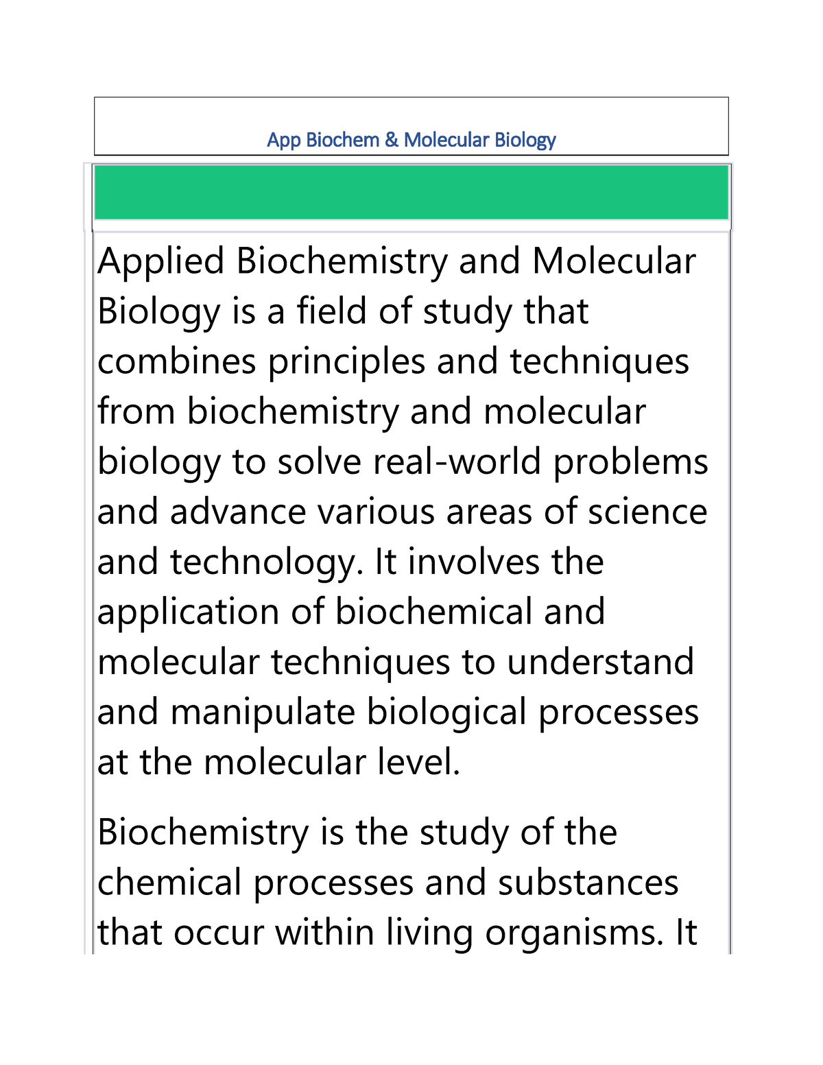 Applied Biochemistry And Molecular Biology 1 - App Biochem & Molecular ...