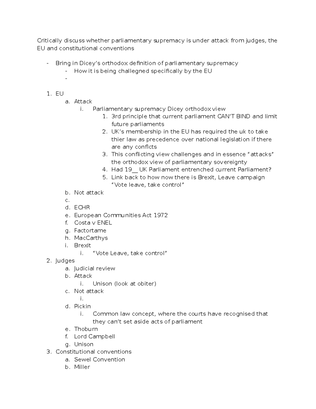 C&A Summative Plan Year 1 - Critically discuss whether parliamentary ...