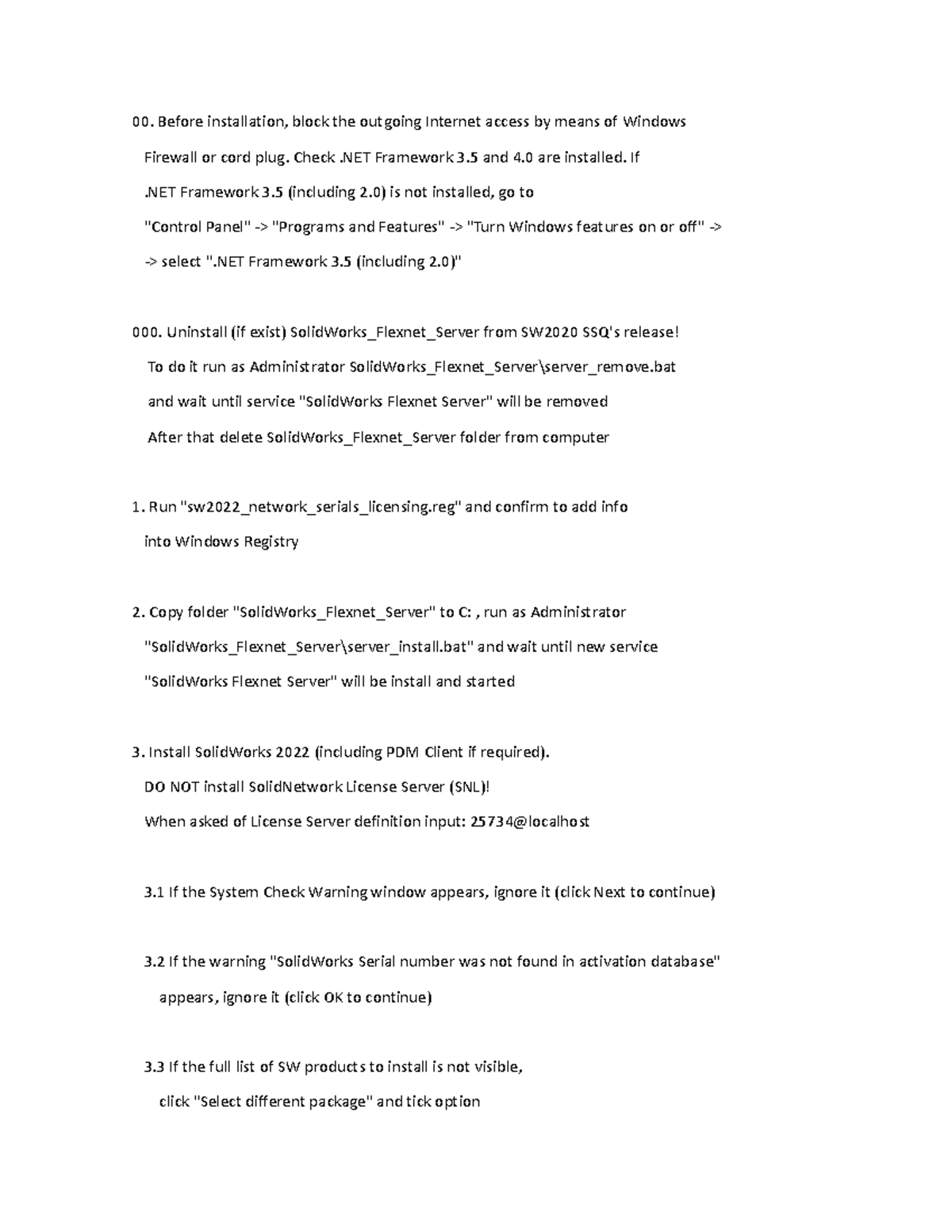 Instrucciones Solid WORD - Before installation, block the outgoing ...