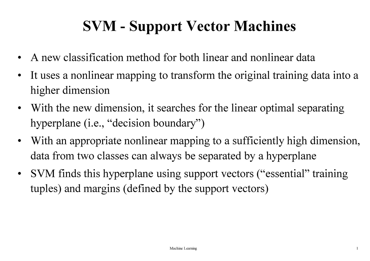 Mechine Learning 2 - NOTES - SVM - Support Vector Machines A New ...