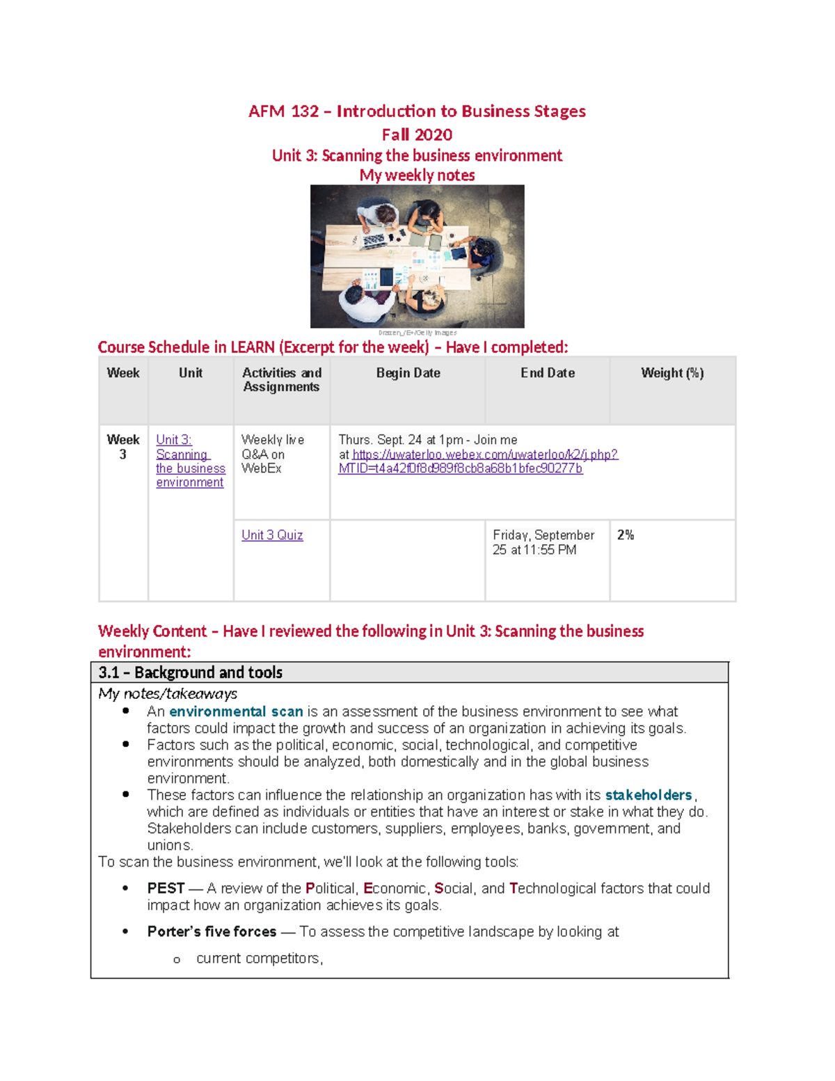 AFM 132 - Unit 3 - My Weekly Notes - AFM 132 – Introduction To Business ...