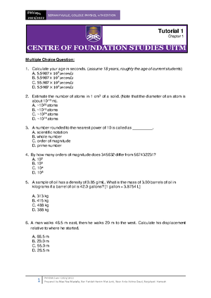 Tuto 2 - tutorial materials - 2021 / SERWAY VUILLE, COLLEGE PHYSICS ...