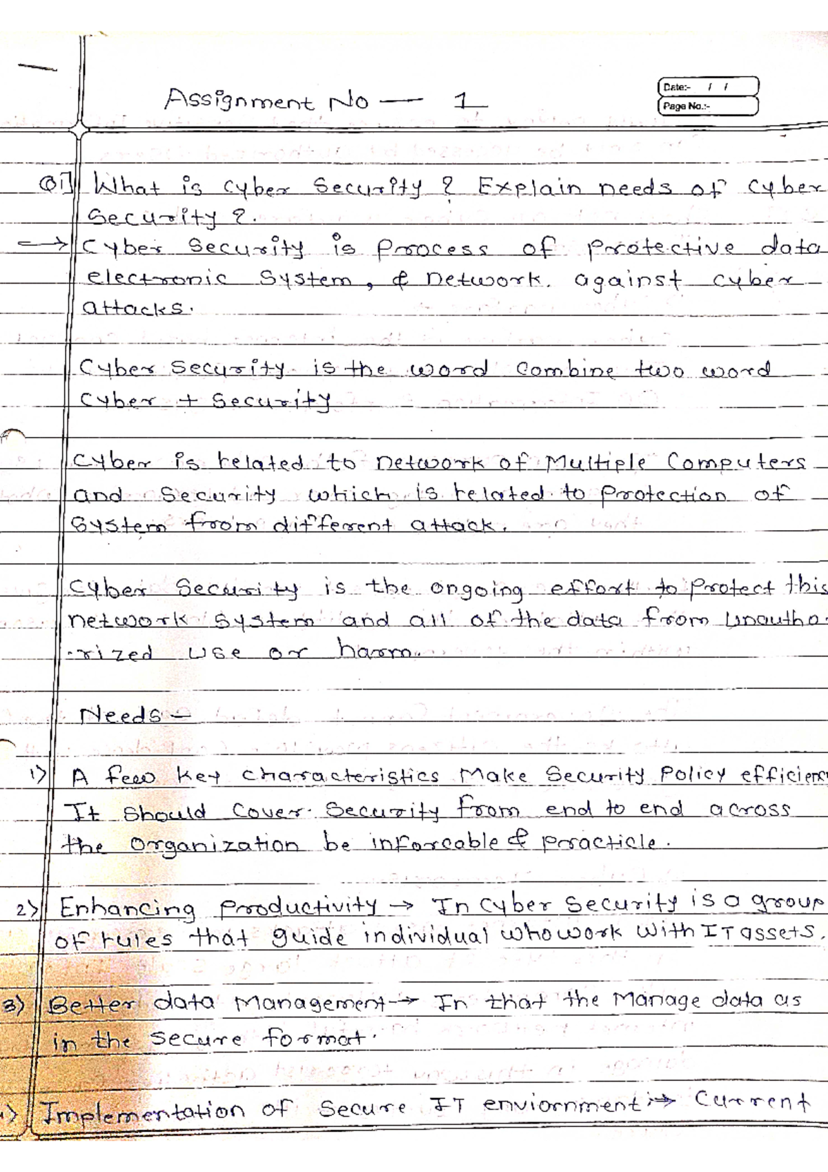 Cyber Security unit number 1 notes - Information technology - Studocu