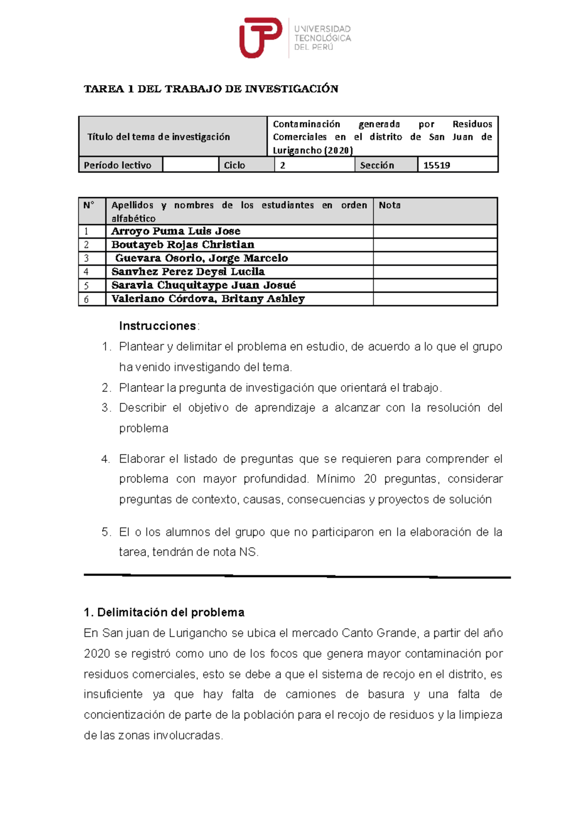 Tarea 1 del Trabajo de investigacion - TAREA 1 DEL TRABAJO DE ...