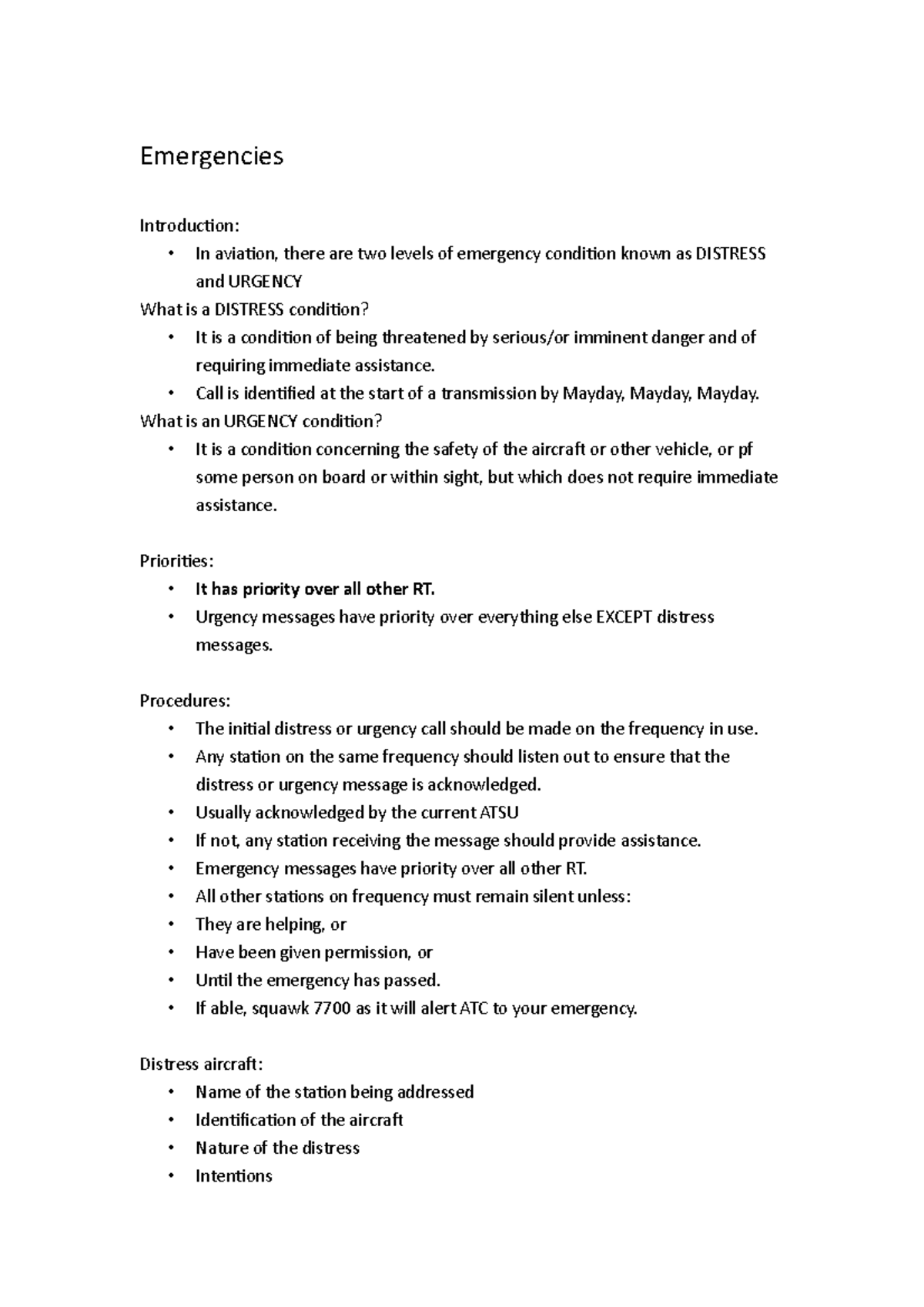 Emergencies - Notes for the subject - Emergencies Introduction: - In ...