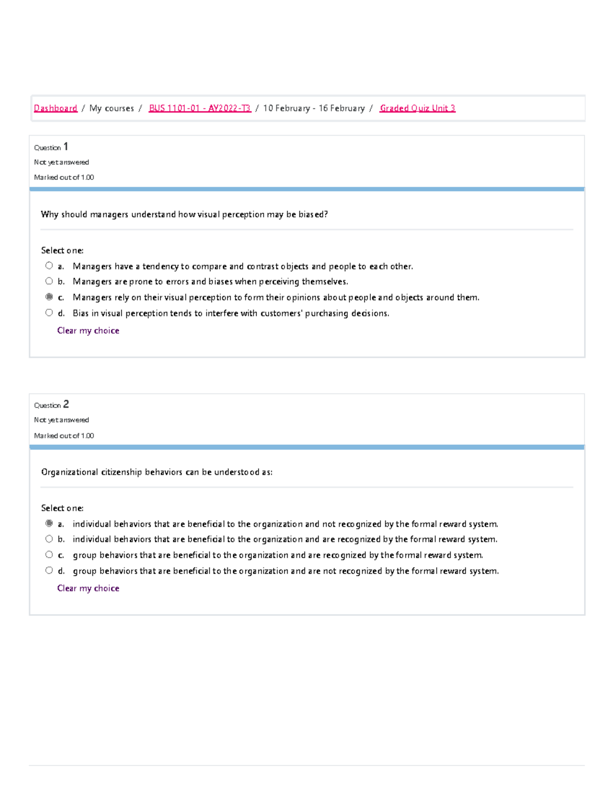 Principles Of Management, Graded Quiz Unit 3. - Question 1 Not Yet ...