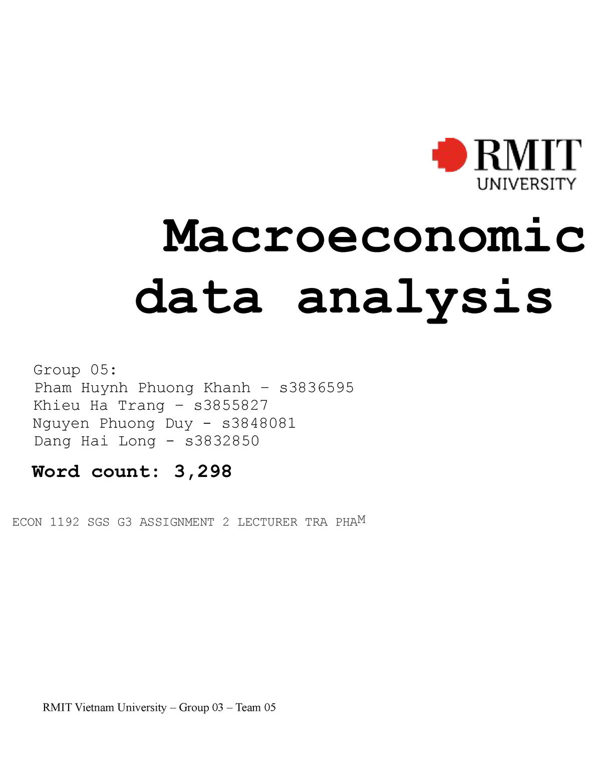 rmit macroeconomics 1 assignment 2