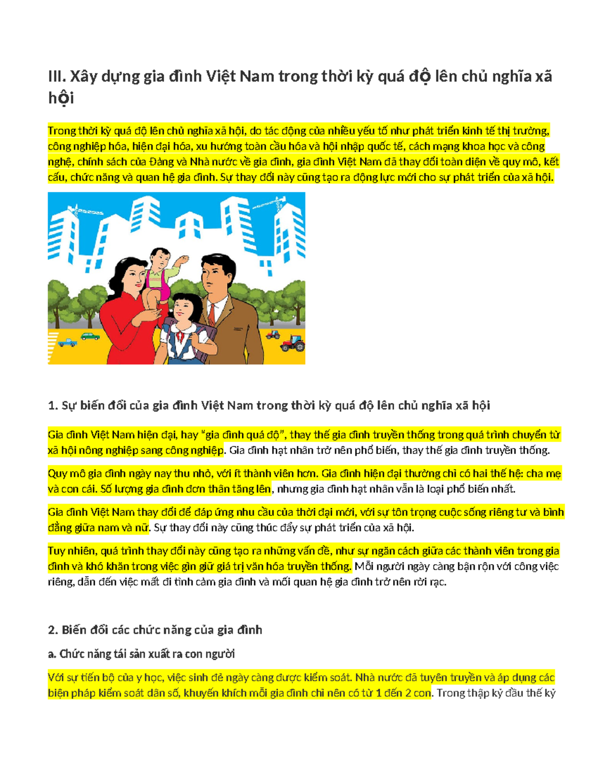 III. Xây dựng gia đình Việt Nam trong thời kỳ quá độ lên chủ nghĩa xã ...