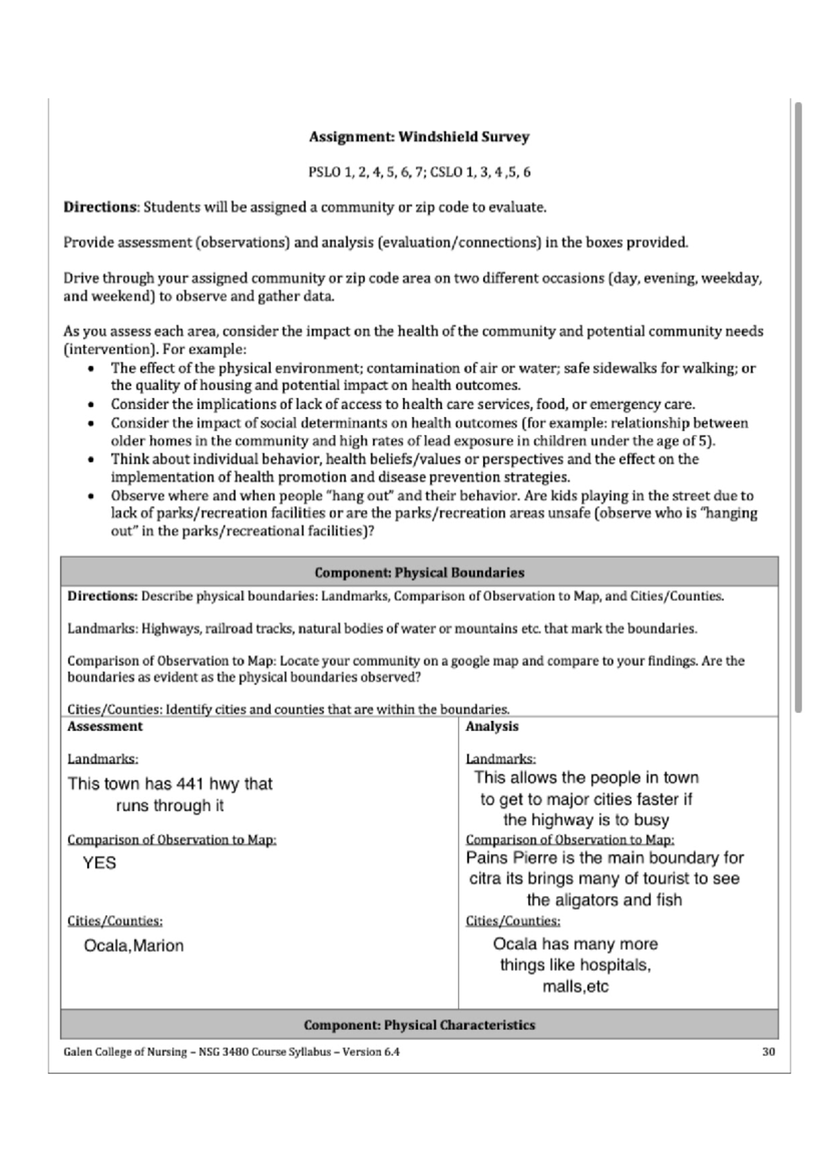 Windshield Survey - NSG 3480 - Studocu