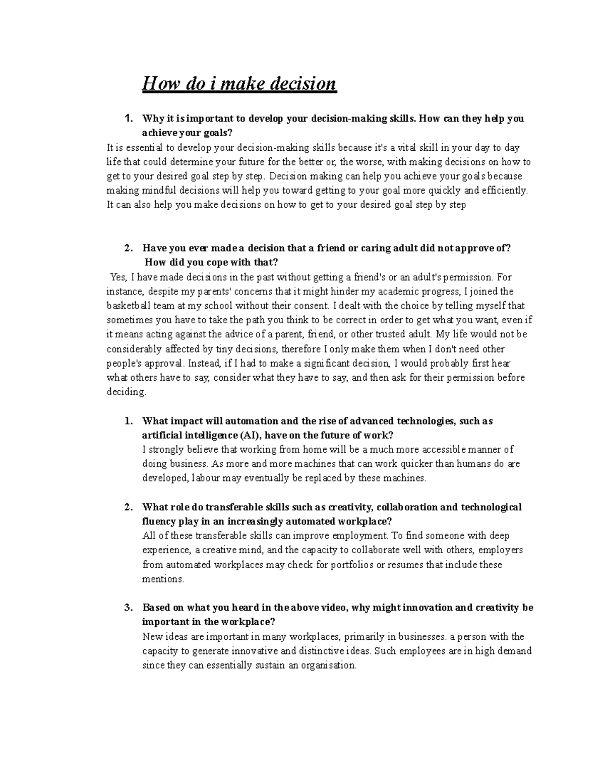 How do i make decision Why it is important to develop your decision