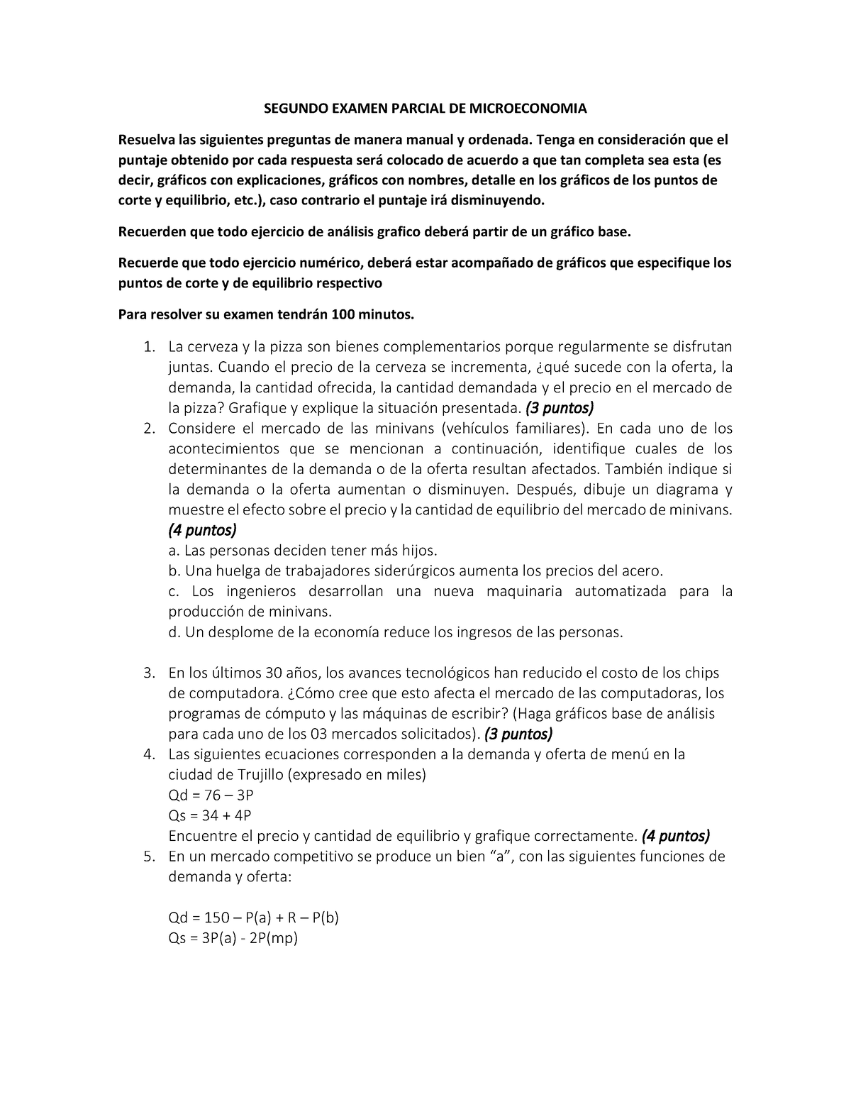 Segundo Examen Parcial DE Microeconomia - SEGUNDO EXAMEN PARCIAL DE ...