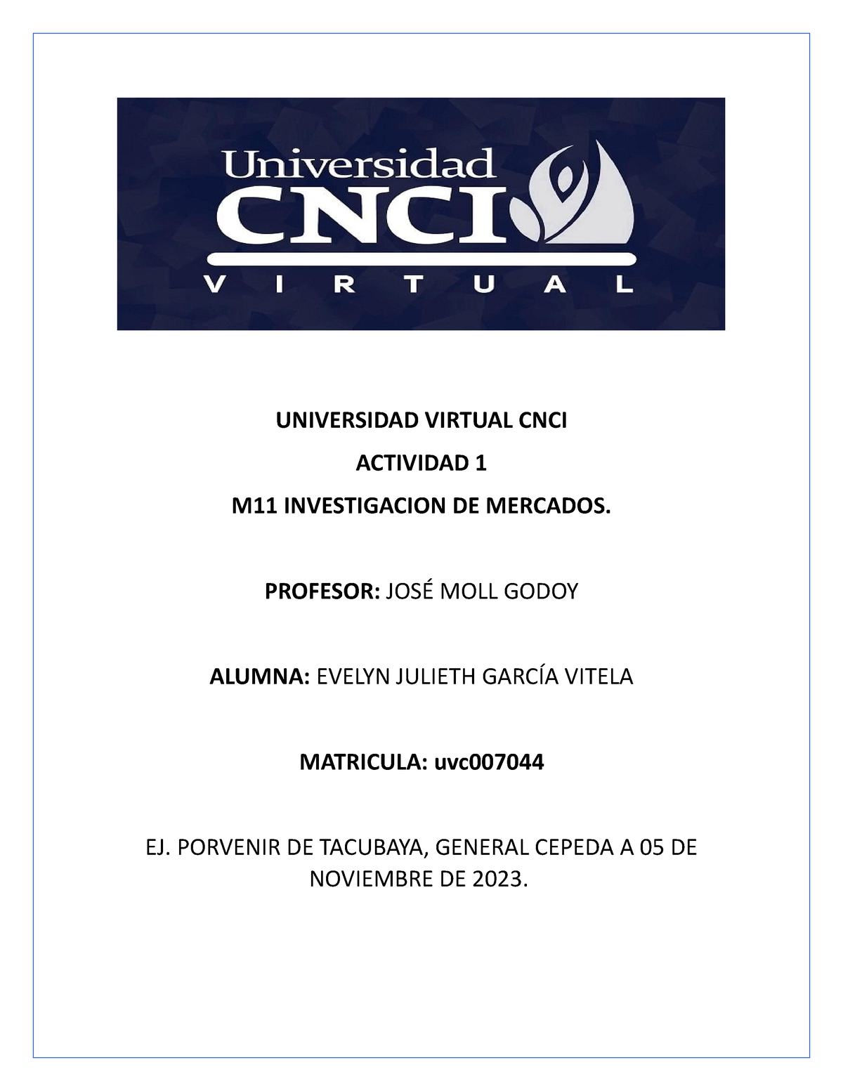 Actividad 1 Investigacion DE Mercados - UNIVERSIDAD VIRTUAL CNCI ...