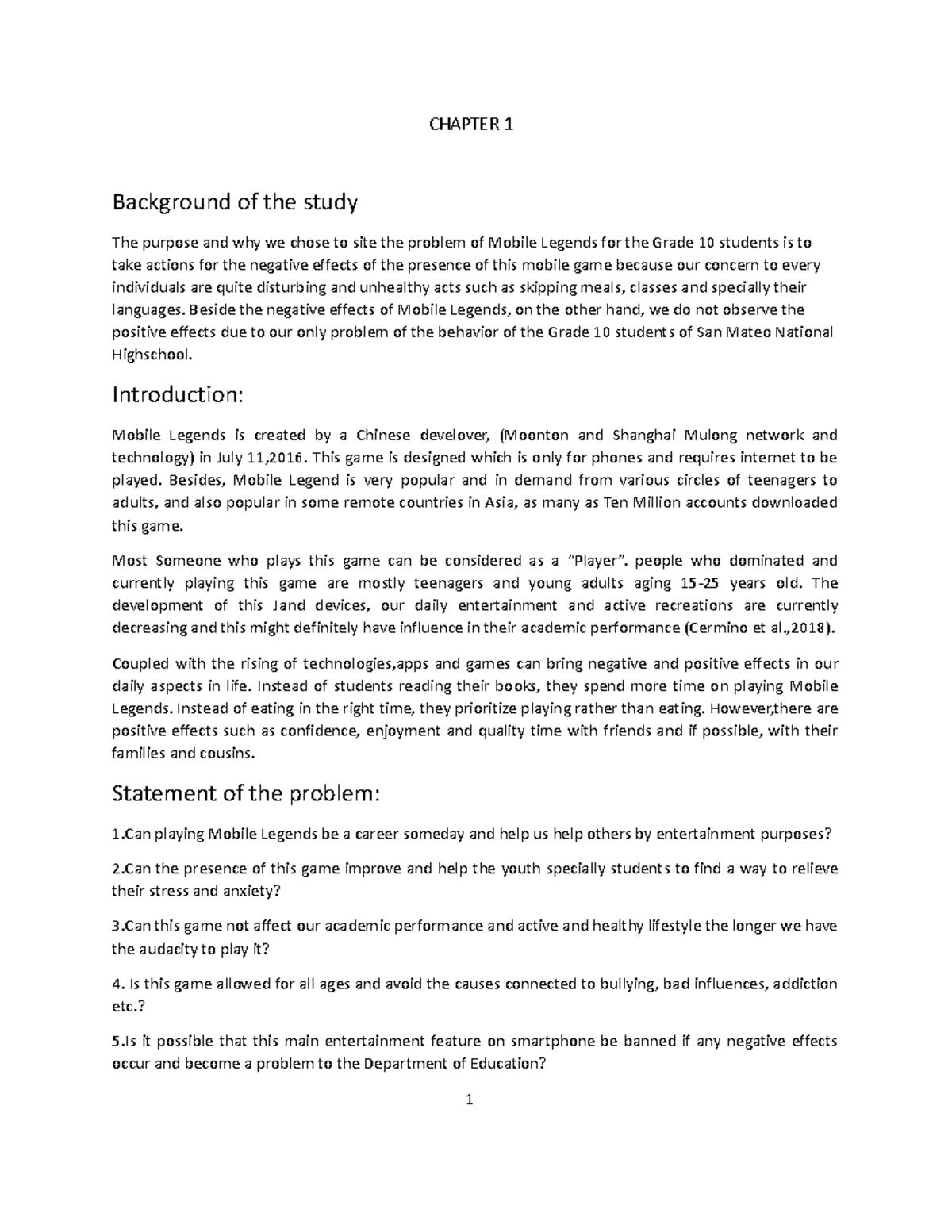 Research HAHA Chapt 1 checkedd - CHAPTER 1 Background of the study The ...