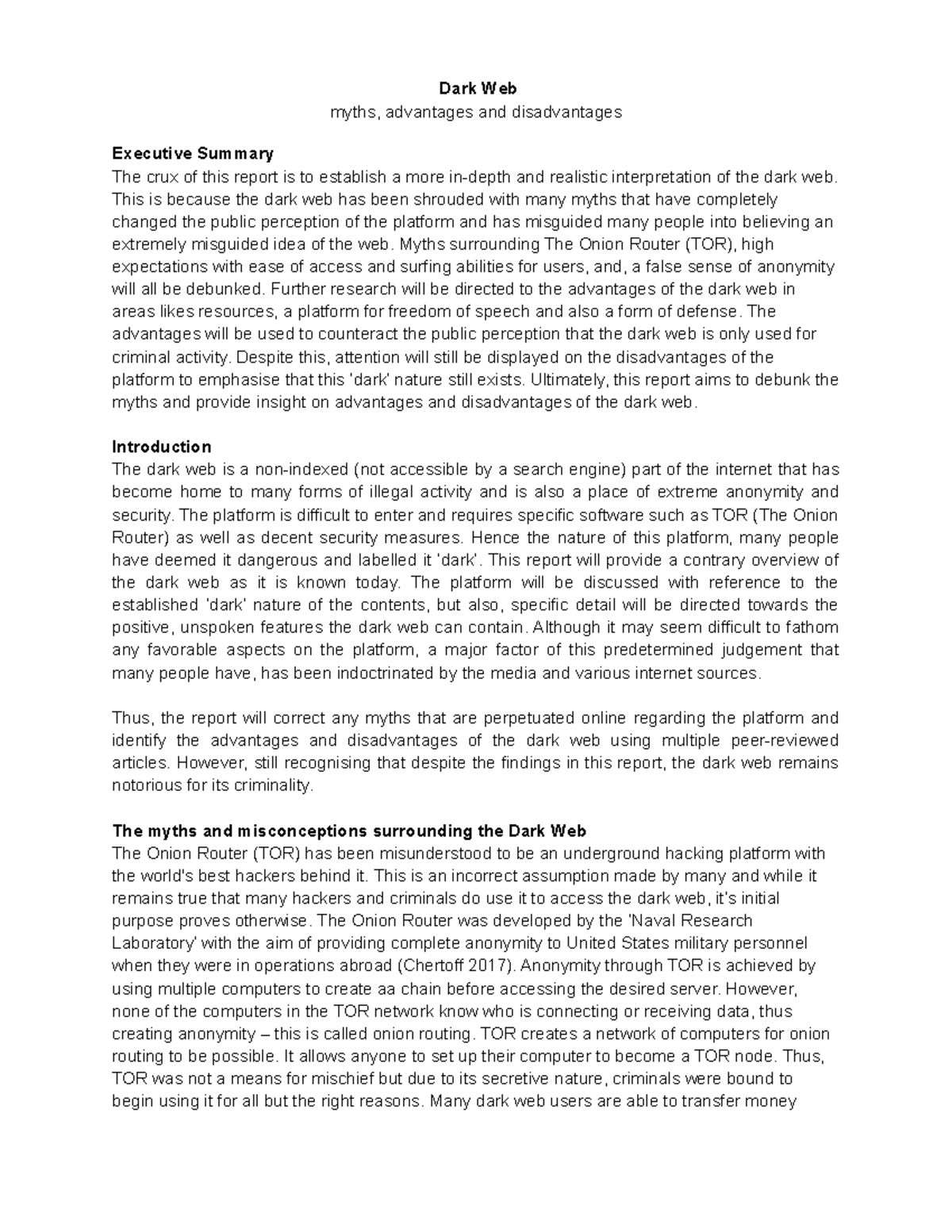 CITP - Final Report - About the DARK WEB - HD - Dark Web myths ...