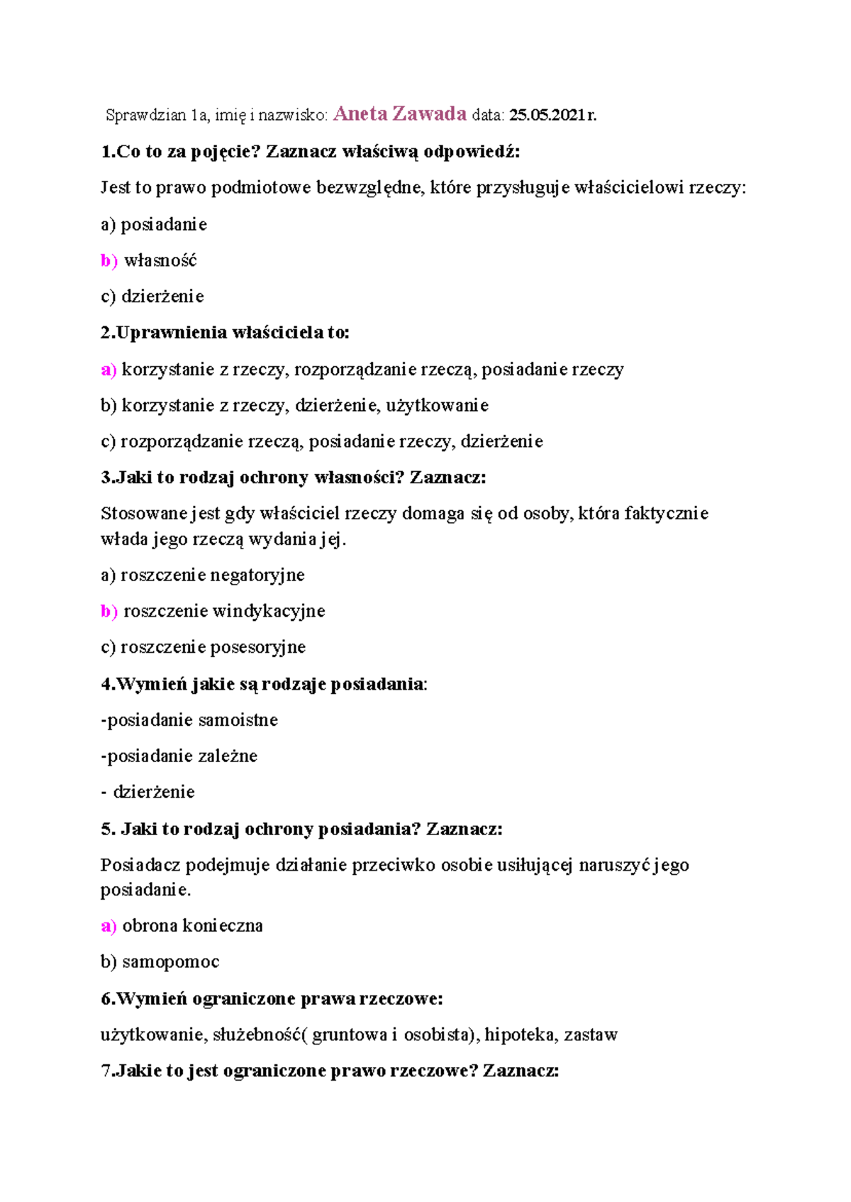 Prawo I Sądy Sprawdzian Odpowiedzi www.studocu.com