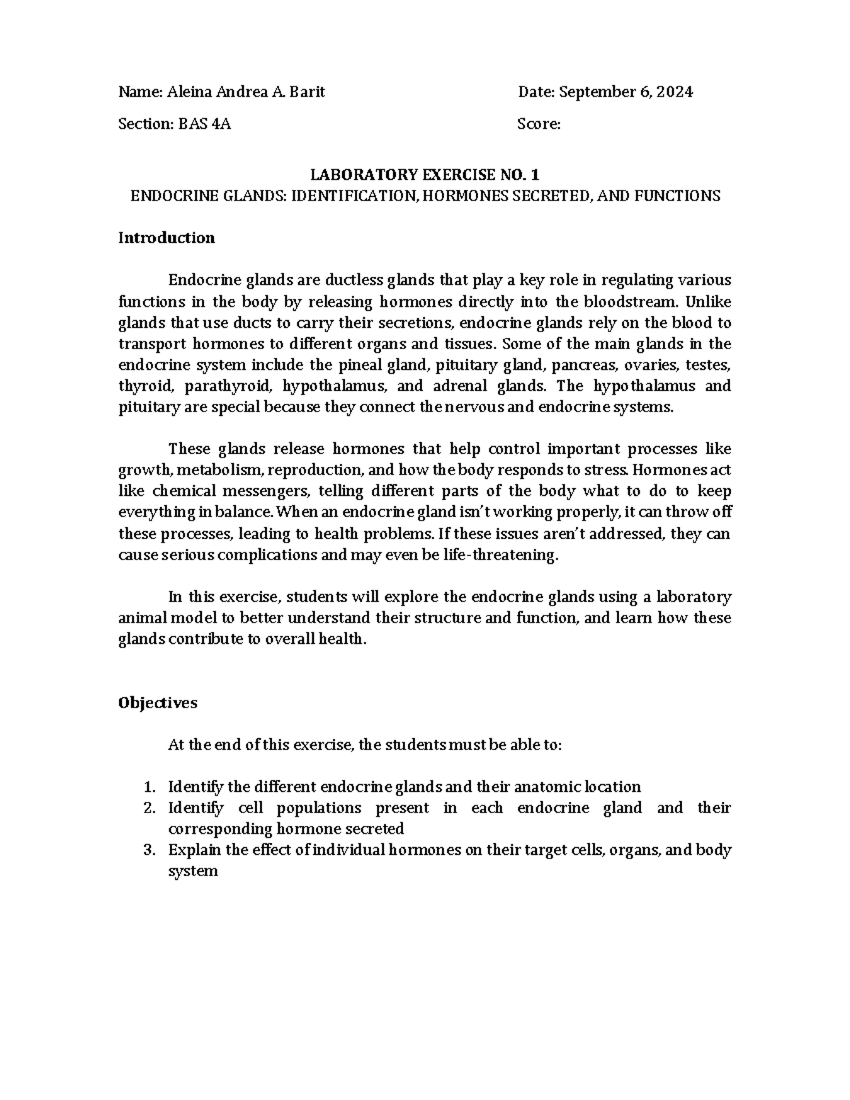 LAB. Report 1 - physiology - Name: Aleina Andrea A. Barit Date ...