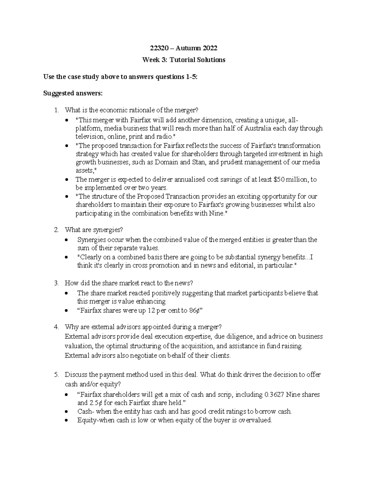 Week 3 Tutorial Solution - 22320 – Autumn 2022 Week 3: Tutorial ...