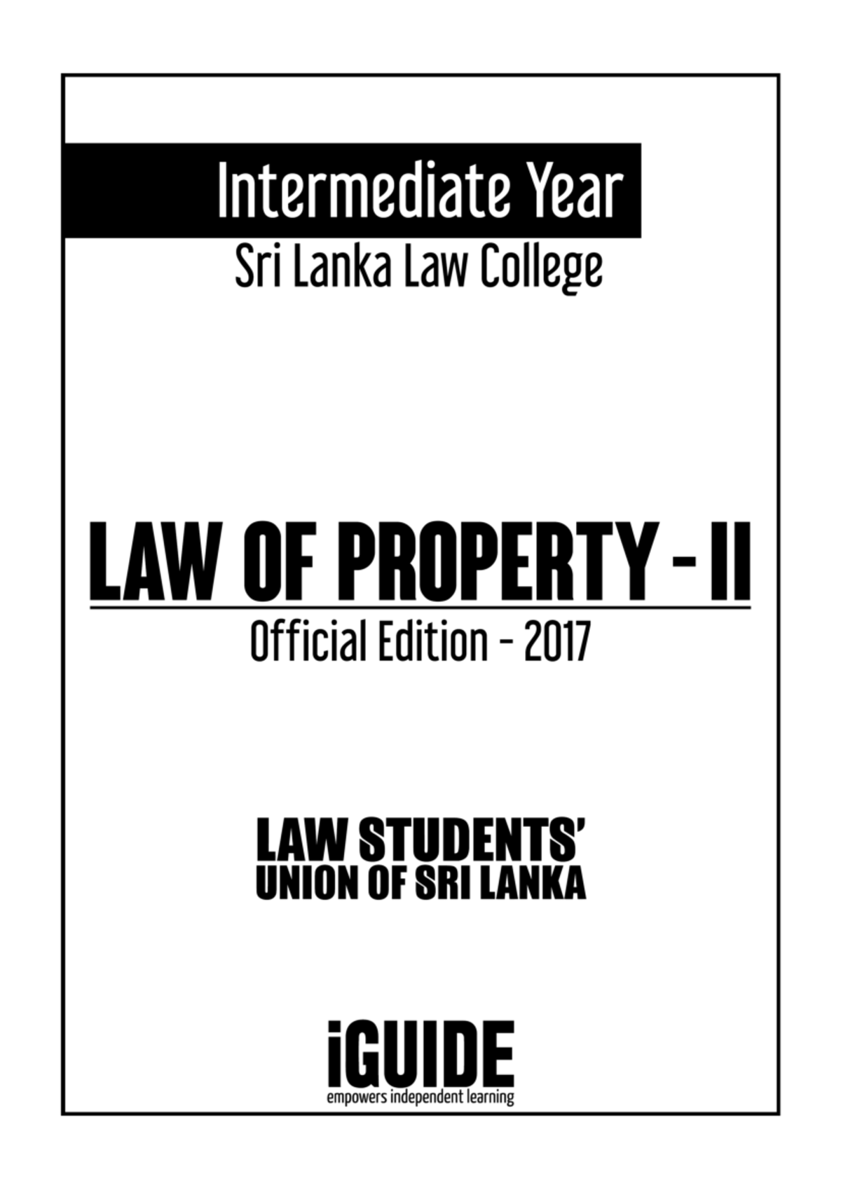 Law of Property 2 LAW OF PROPERTY II INTERMEDIATE YEAR Law Students