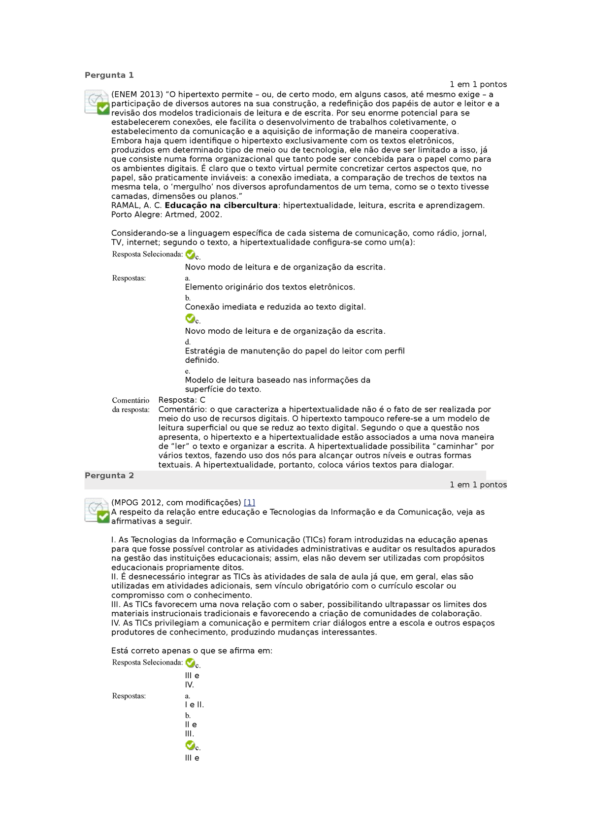 Introdu O Educa O A Dist Ncia Question Rio Unidade I Pergunta Em Pontos Enem