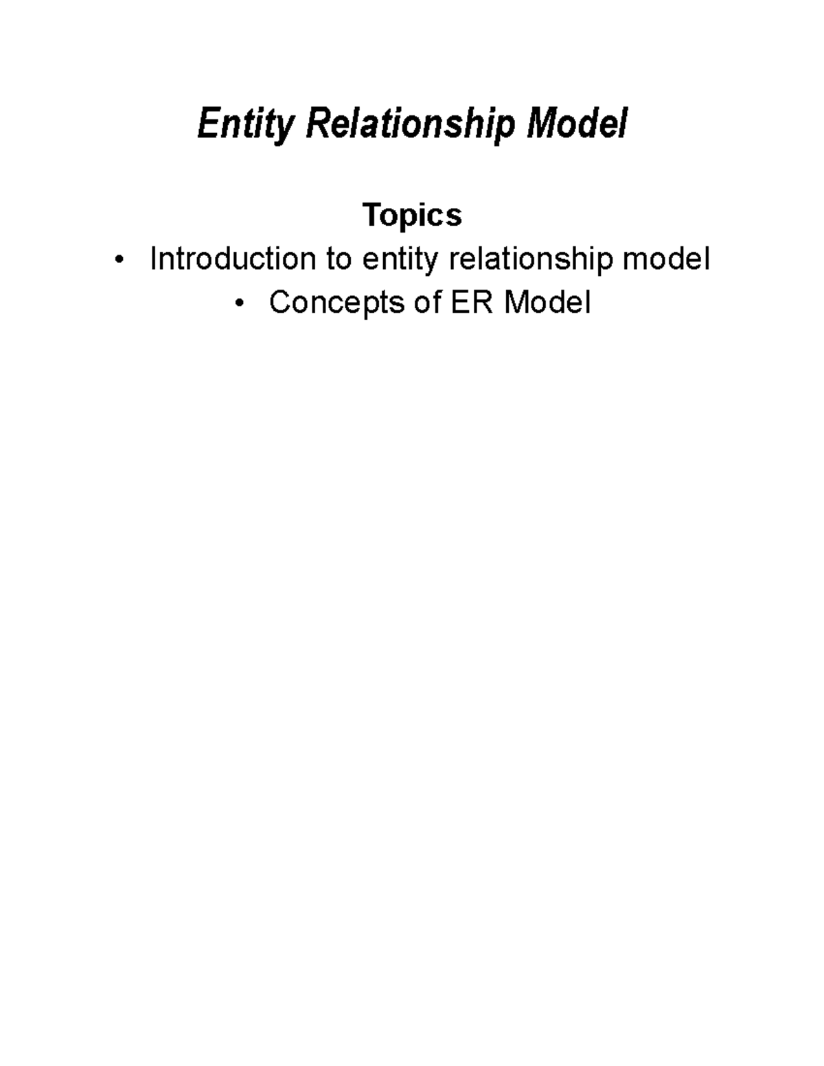 Entity Relationship Model - Entity Relationship Model Topics ...