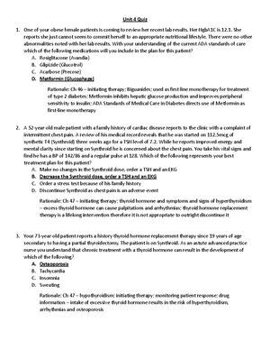 Nu 636 Discussion Unit 8 - Nu 636 Advanced Pharmacology Unit 8 