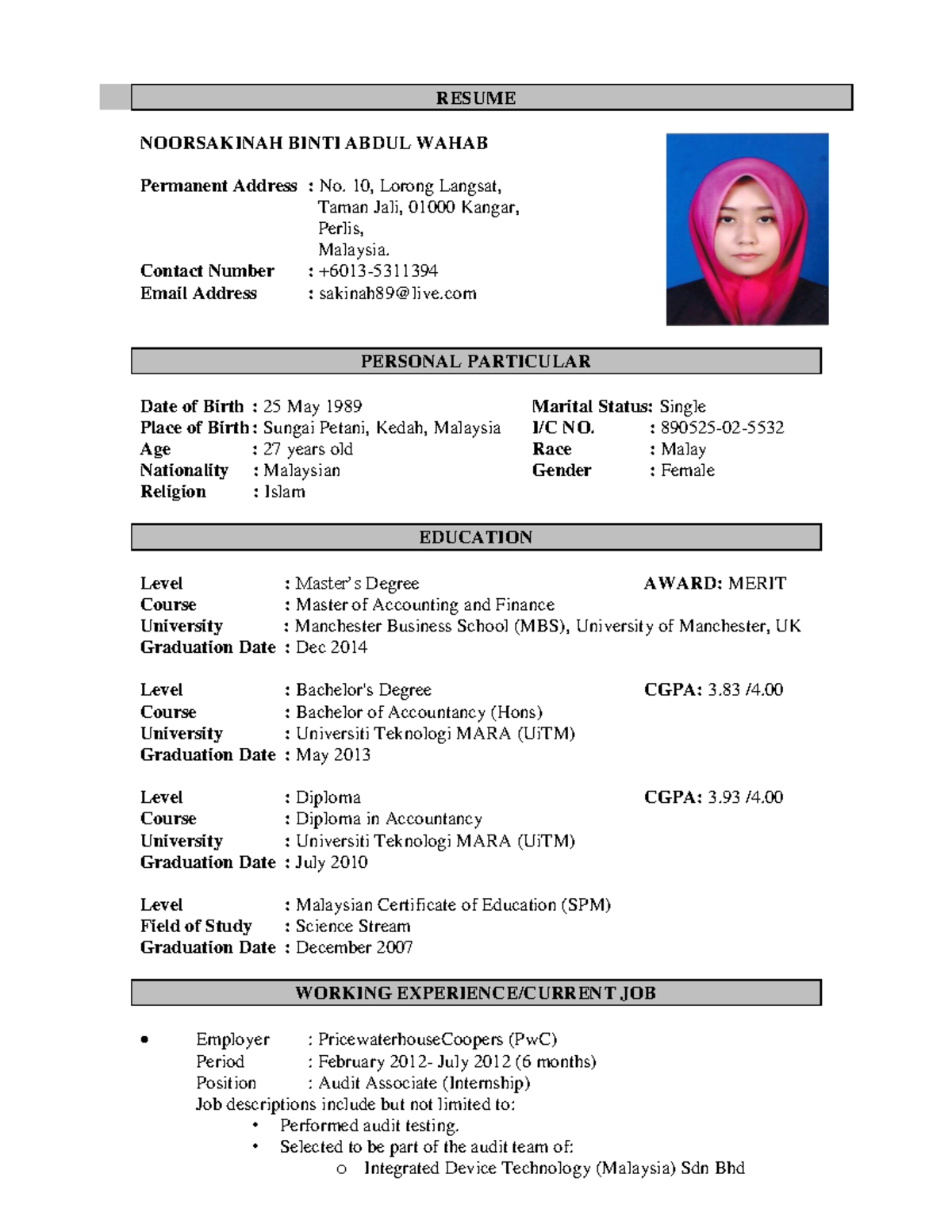 Resume sakinah Updated 11152015 - RESUME NOORSAKINAH BINTI ABDUL WAHAB ...