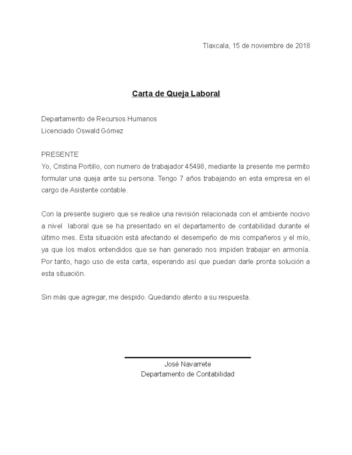 Modelo Carta De Queja Laboral Tlaxcala De Noviembre De Carta The Best Porn Website 7537