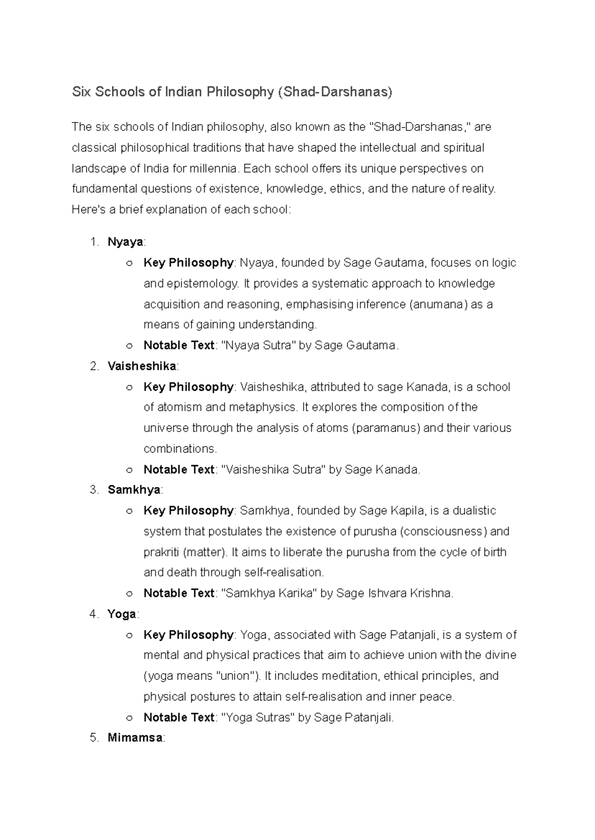 Six Schools of Indian Philosophy (Shad-Darshanas) A brief introduction ...