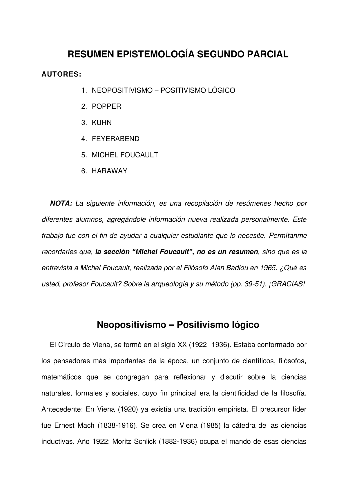 Resumen Epistemología Segundo Parcial - RESUMEN EPISTEMOLOGÍA SEGUNDO ...