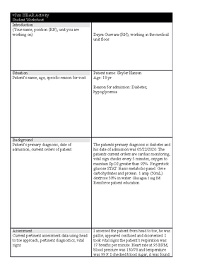 Skyler Hansen Vsim Concept Map Clinical Replacement Packet - Vsim Isbar Activity Student Worksheet  Introduction (Your Name, - Studocu