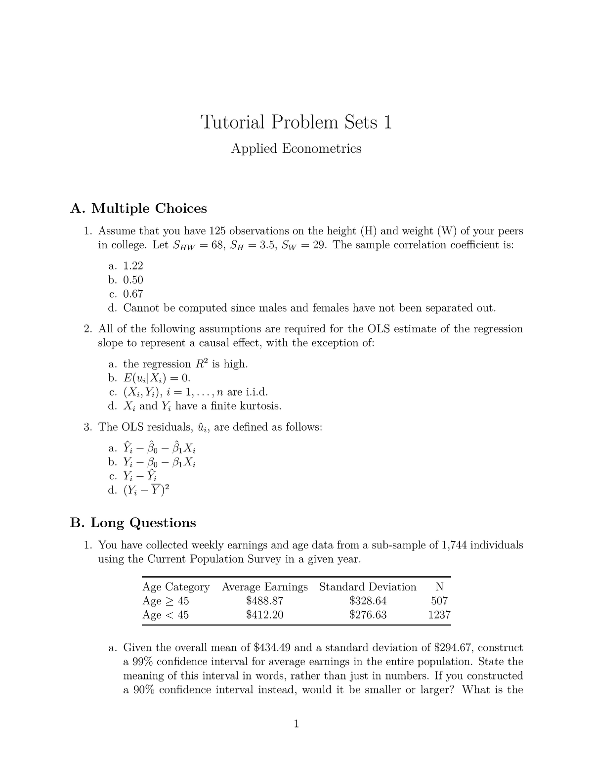 Tutorial 02a Econ 3ww3 Applied Econometrics Studocu