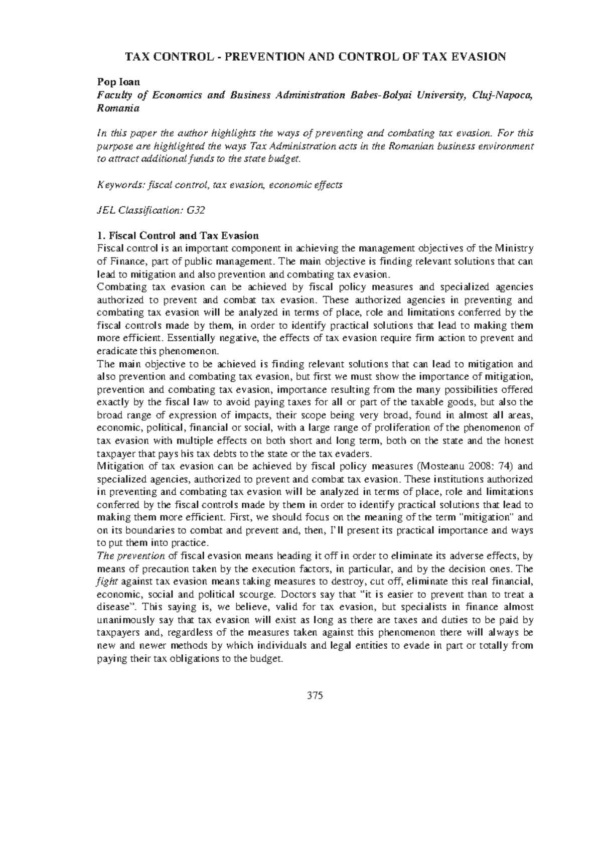 TAX Control - Prevention AND Control OF TAX Evasio - TAX CONTROL ...