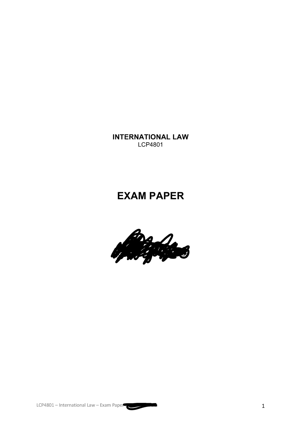 LCP4801 - Essay For Exam - INTERNATIONAL LAW LCP EXAM PAPER Marné ...