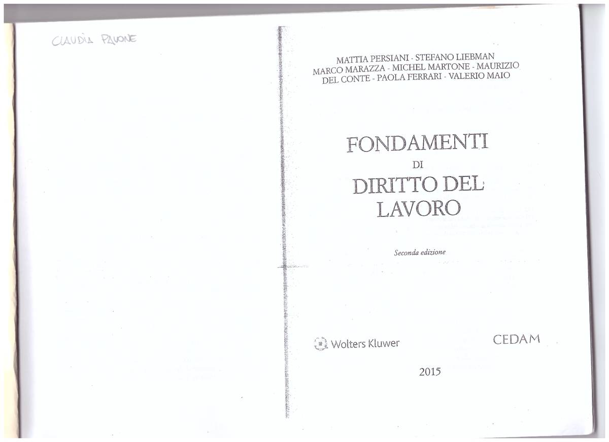 PDF Dirittio-Bellavista - Diritto del lavoro - Studocu