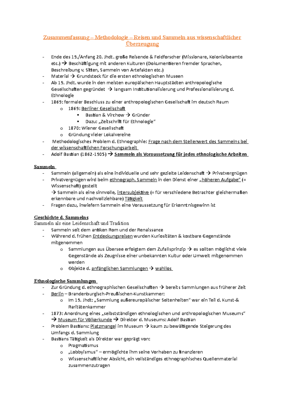 Zusammenfassung - Reisen und Sammeln aus wissenschaftlicher Überzeugung - Grundlagen - Studocu