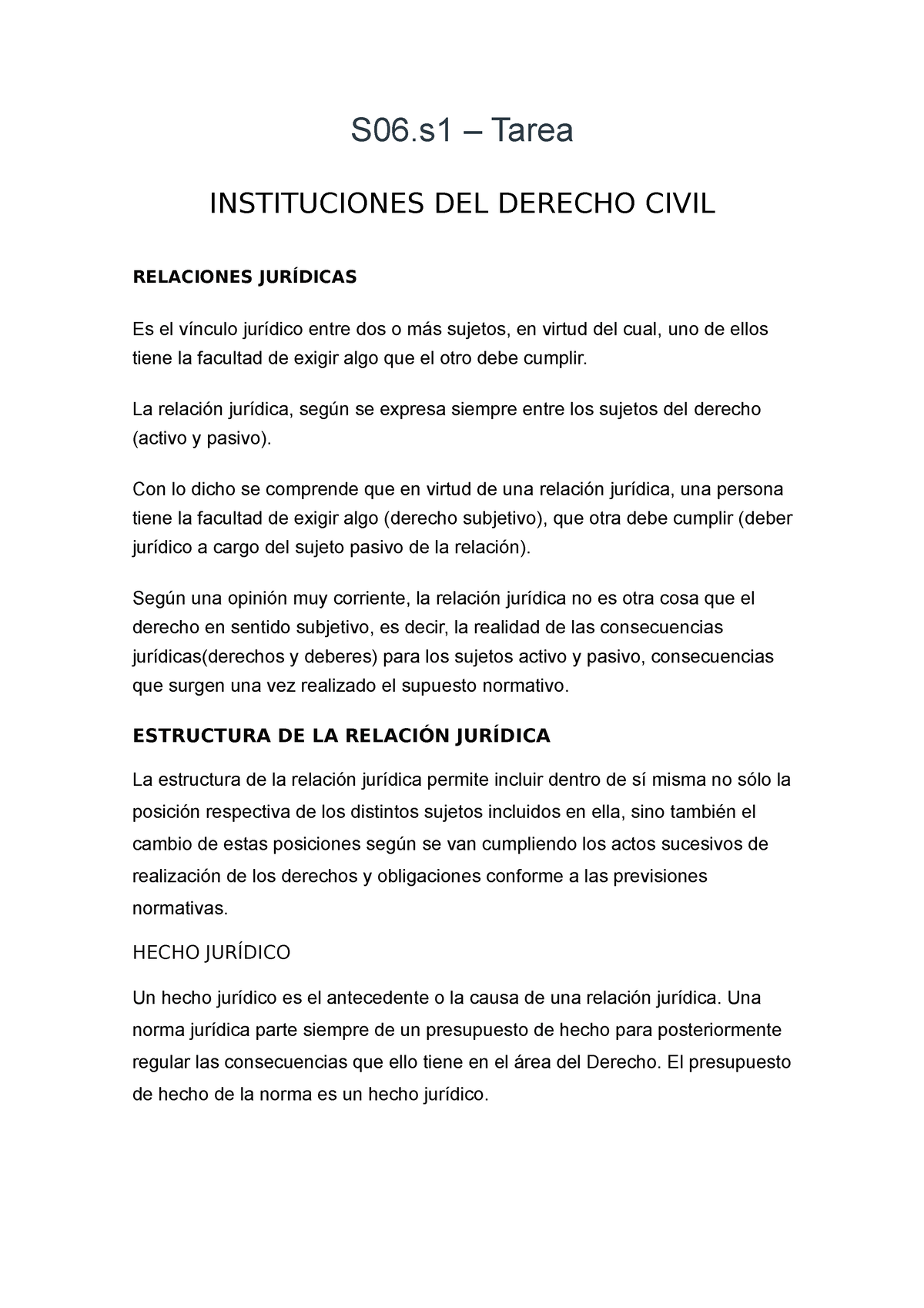 S06, S1 Instituciones Del Derecho Civil - S06 – Tarea INSTITUCIONES DEL ...