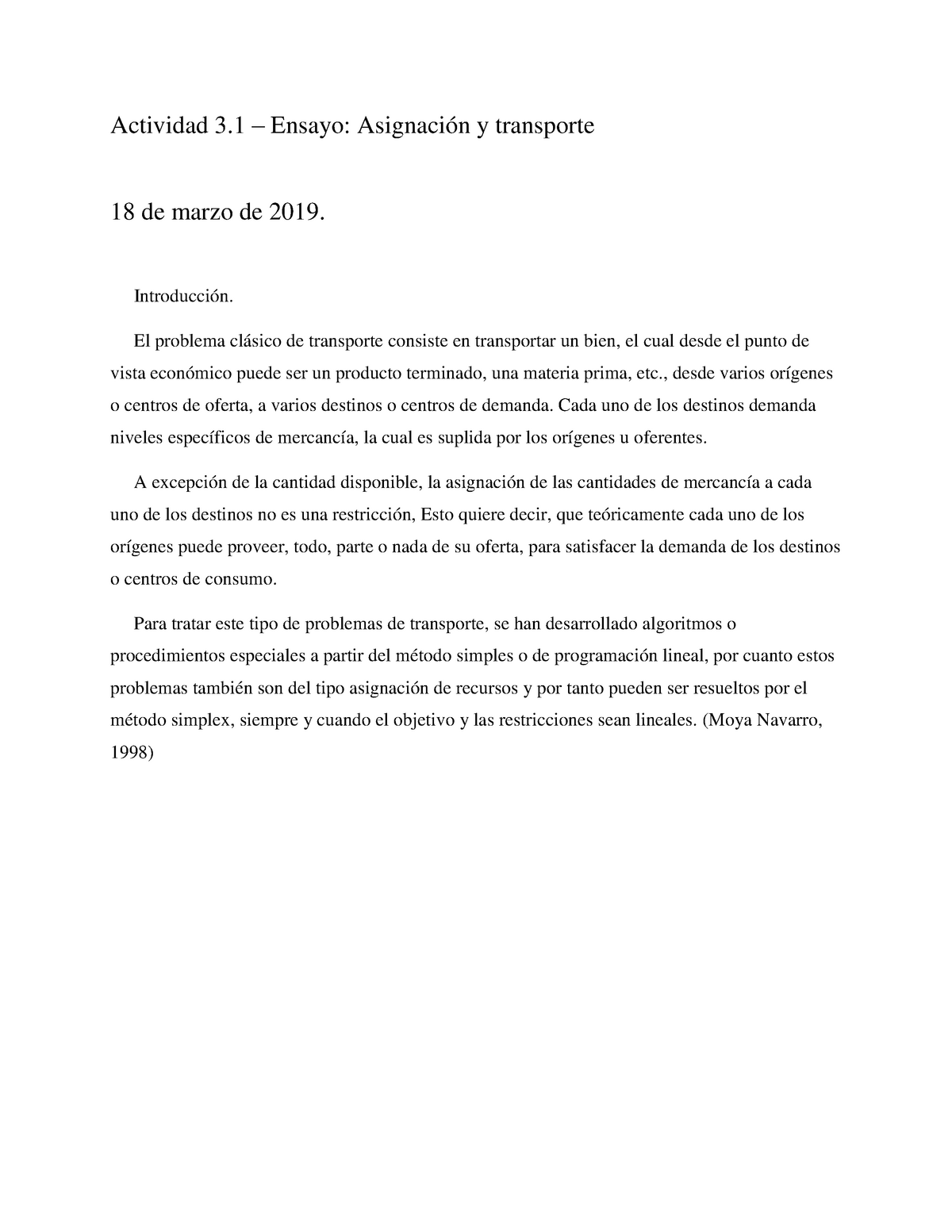 Asignación Y Transporte - Actividad 3 – Ensayo: Asignación Y Transporte ...