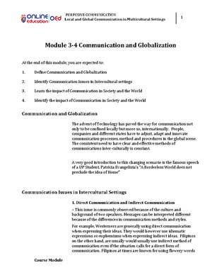 Module 6-9 Local and Global Communication in Multicultural Settings ...