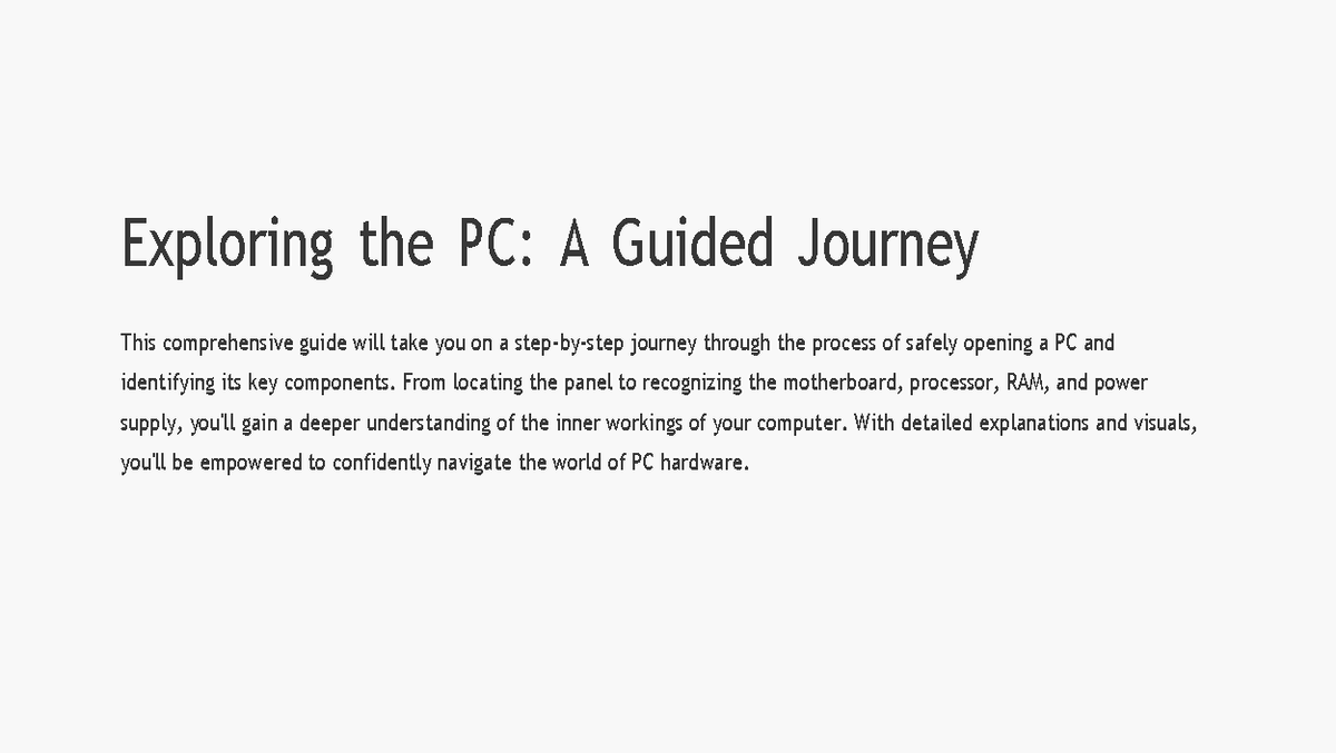 Exploring the PC A Guided Journey - From locating the panel to ...