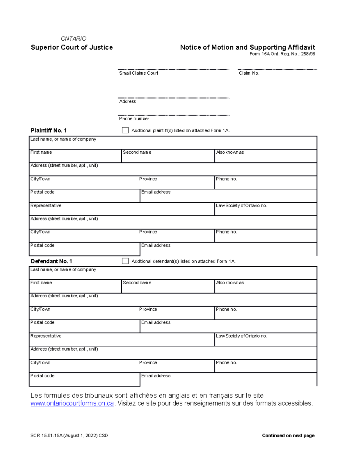 Scr-15a-aug22-en-fil - ONTARIO Superior Court of Justice Notice of ...