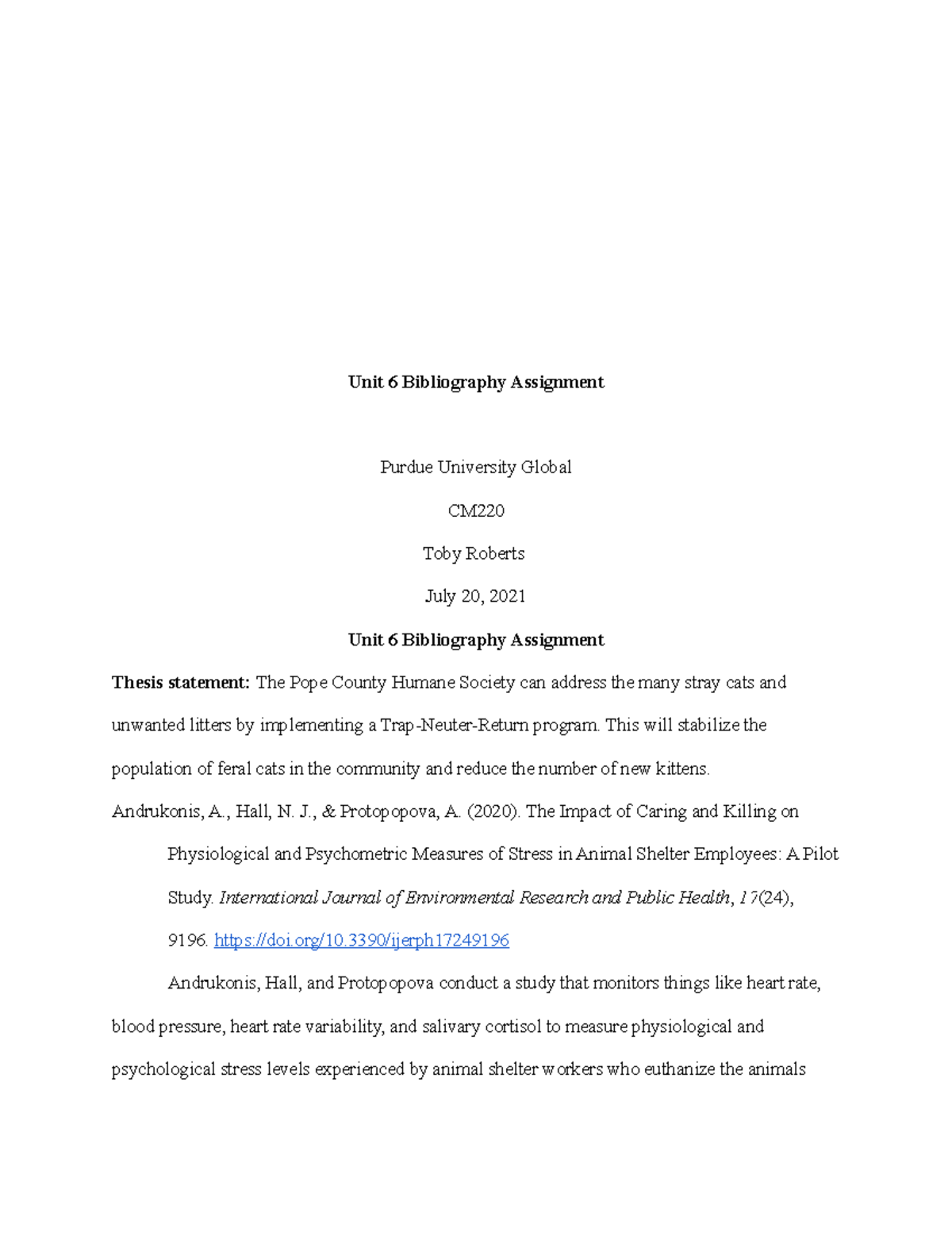 Unit 6 Bibliography Assignment - Unit 6 Bibliography Assignment Purdue ...