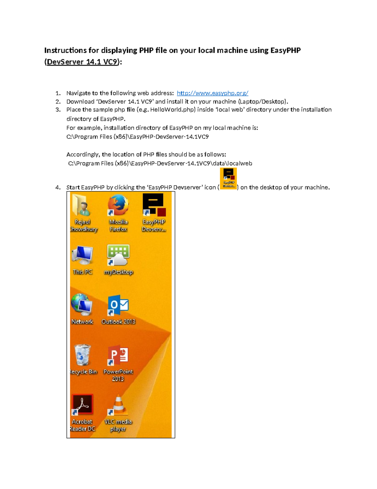 Easy PHP-Setup(Dev Server 14 - Instructions for displaying PHP file on ...
