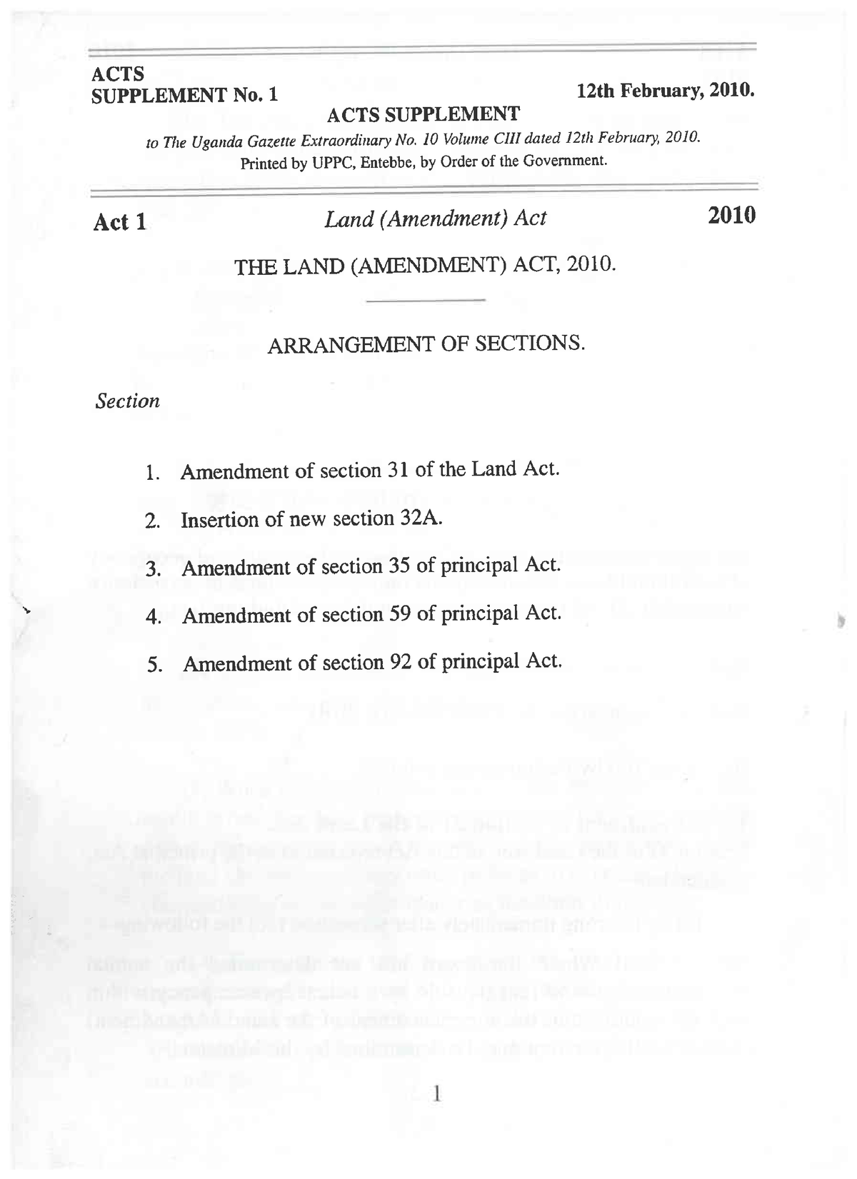 assignment land act