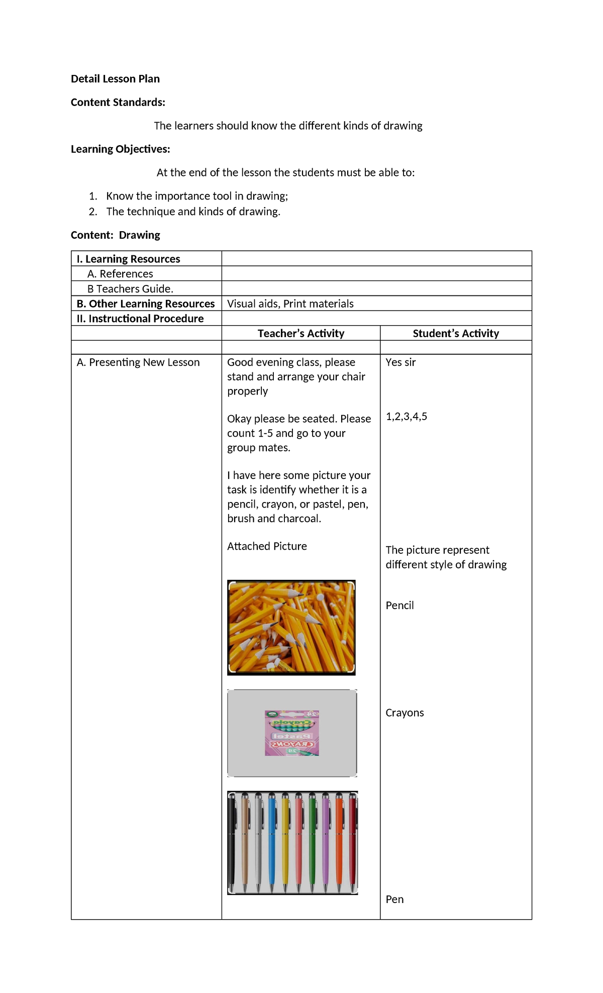 Detail Lesson Plan - seatwork - Detail Lesson Plan Content Standards ...